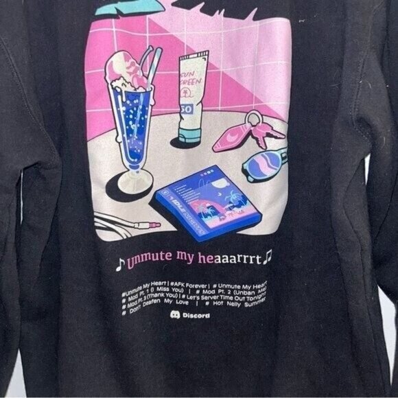 Discord Powered by DOTEXE Black “Unmute My Heart” Full Zip Hooded Sweater Large - Picture 6 of 9